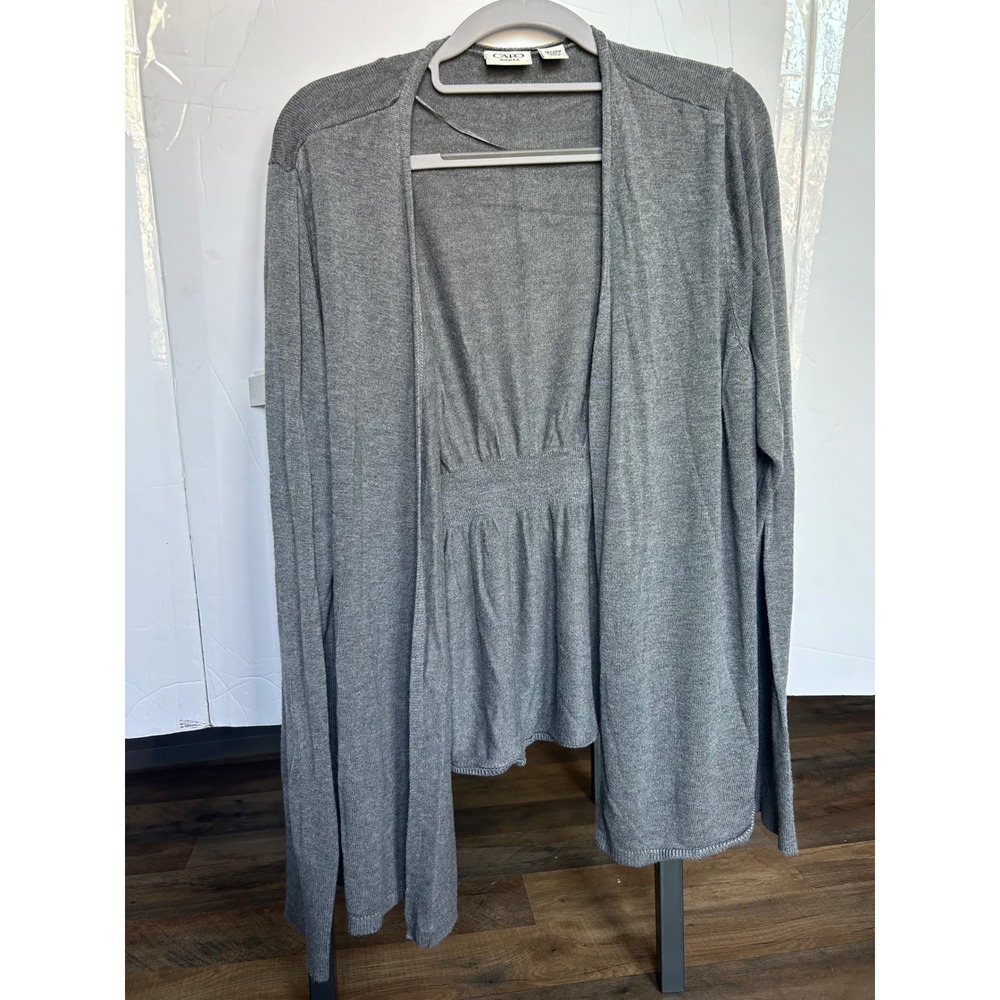 Cato Cardigan Women 18/20W Grey Excellent Open Front Empire Waist Rayon Knit